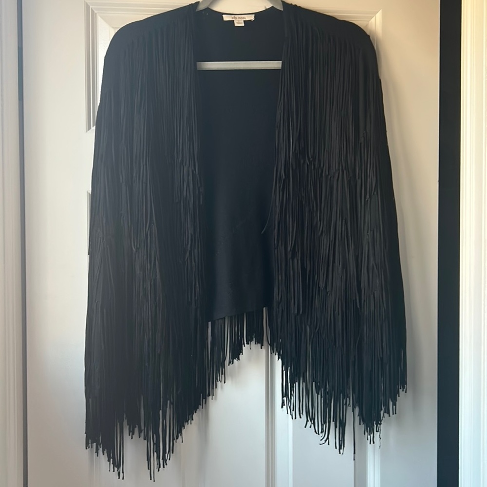 Ella Moss Fringe Sweater Jacket Size Large
